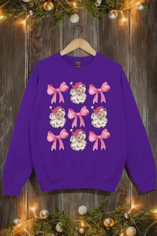 Coquette Pink Christmas Graphic Fleece Sweatshirts - Love Salve